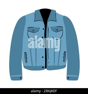 Klassische Vector Cartoon Denim-Jacke In Blau Stock Vektor