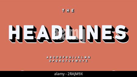 Retro-Pop-Art-Schriftart. Auffällige Comic-Buchstaben für fesselnde Designs. Vintage-inspirierte und verspielte Schriftart für auffällige Logos und zeitgenössische Typografie Stock Vektor