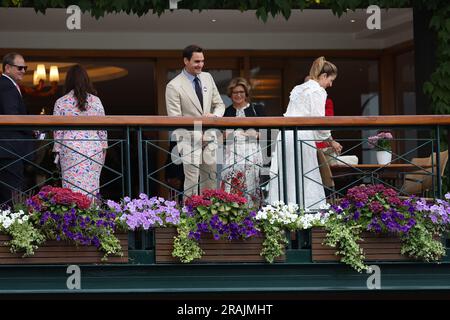 Wimbledon, Royaume Uni. 04. Juli 2023. Roger Federer (Sui) während der Wimbledon Championships 2023 am 3. Juli 2023 im All England Lawn Tennis & Croquet Club in Wimbledon, England - Photo Antoine Couvercelle/DPPI Credit: DPPI Media/Alamy Live News Stockfoto