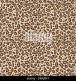 Leopardenabdruck. Nahtloses Muster. Sich wiederholender Tierfleck. Brauner grafischer Hintergrund. jaguar mit wiederkehrender Haut für Designmuster. Abstrakter Wiederholungspunkt für Textur Stock Vektor