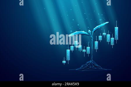 Keimpflanze und Keimstäbchen. Wirtschaftswachstum oder Investitionskonzept Stock Vektor