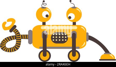 Süßer gelber Roboter. Bot helfen. Cartoon-Maschine Stock Vektor
