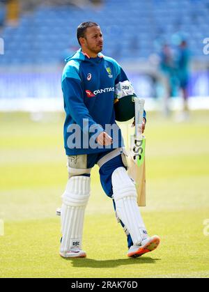 Australiens Usman Khawaja während einer Nets-Sitzung in Headingley, Leeds. Bilddatum: Dienstag, 4. Juli 2023. Stockfoto