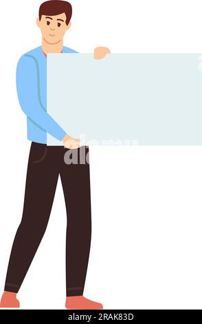 Ein Mann mit leerem Brett. Bannervorlage aus Papier Stock Vektor
