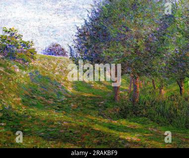 Am späten Nachmittag - Giverny (auch bekannt als Railway Embankment - Giverny, Normandie Landschaft) von Lilla Cabot Perry Stockfoto