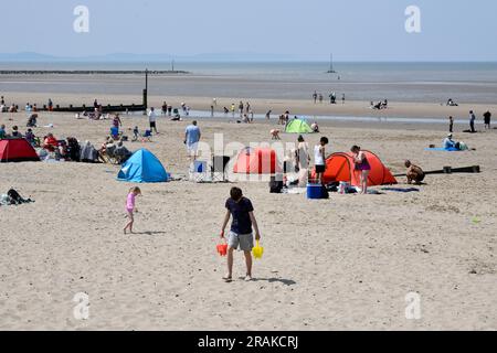 Sandstrand in Rhyl in North Wales, Großbritannien Stockfoto