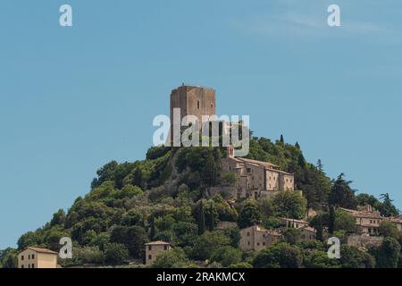 Panoramablick auf die Rocca di Tentennano Stockfoto