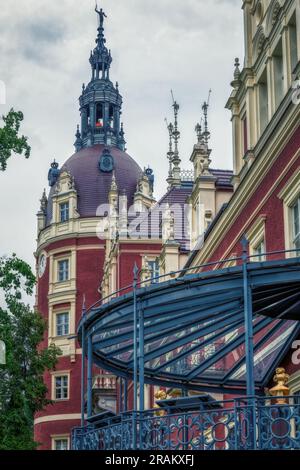 Prinz-Pückler-Schloss und UNESCO-Weltkulturerbe in Bad Muskau Stockfoto