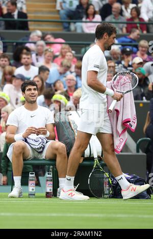 Wimbledon, Royaume Uni. 04. Juli 2023. Während der Wimbledon Championships 2023 am 3. Juli 2023 im All England Lawn Tennis & Croquet Club in Wimbledon, England - Photo Antoine Couvercelle/DPPI Credit: DPPI Media/Alamy Live News Stockfoto