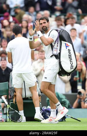 Wimbledon, Royaume Uni. 04. Juli 2023. Jeremy Chardy (Fra) während der Wimbledon Championships 2023 am 3. Juli 2023 im All England Lawn Tennis & Croquet Club in Wimbledon, England - Photo Antoine Couvercelle/DPPI Credit: DPPI Media/Alamy Live News Stockfoto