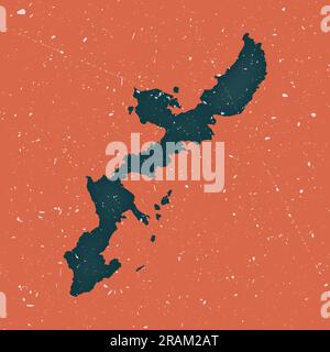 Okinawa Island Vintage-Karte. Grunge-Map mit Used-Textur. Okinawa Island Poster. Vektordarstellung. Stock Vektor
