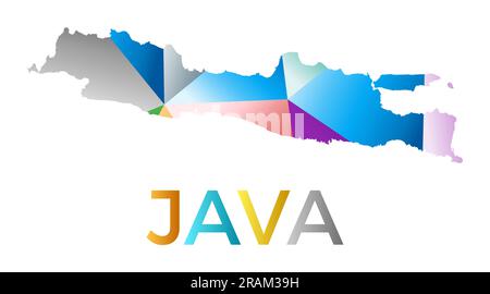 Helle Java-Form. Mehrfarbiges, geometrisches Insellogo. Modernes, trendiges Design. Hervorragende Vektordarstellung. Stock Vektor Helle Java-Form. Mehrfarbiges, geometrisches Insellogo. Modernes, trendiges Design. Hervorragende Vektordarstellung. Stock Vektor