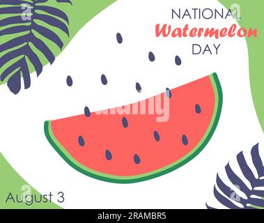 National Watermelon Tageskarte oder Hintergrund. Ein Stück Wassermelone. Vektordarstellung. Stock Vektor