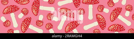 Banner mit roten Krötenpilzen - Vektordarstellung Stock Vektor