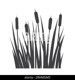 Silhouette aus Kattail, Schilf, Buschpflanze - Vektordarstellung Stock Vektor