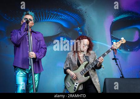 Adam Lambert trat auf der Hauptbühne von Pride in London auf, dem Trafalgar Square Stockfoto