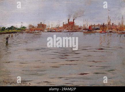 Hafenszene, Brooklyn Docks 1886 von William Merritt Chase Stockfoto