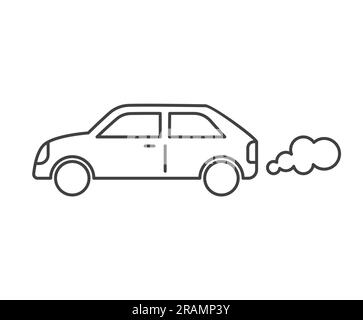 Kohlendioxid emittierendes Auto, Rauchsymbol - Vektordarstellung - Vektordarstellung Stock Vektor