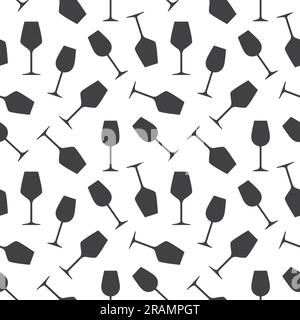 Nahtloses Muster aus Weingläsern, ideal zum Einpacken, für Textilien, Tapeten, Grußkarten – Vektordarstellung Stock Vektor