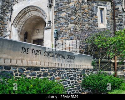 Die erste Kongregationskirche ist eine Kongregationskirche im Zentrum von Columbus, Ohio, an der E. Broad Street Stockfoto