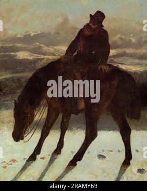 Hunter on Horseback, Redcovering the Trail 1864 von Gustave Courbet Stockfoto