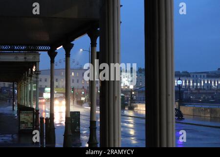 Margate, UK - 4. Juli 2023 : düsteres Wetter am Margate Seafront in Kent, UK. Stockfoto