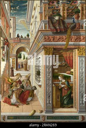 Verkündung mit Saint Emidius 1486 von Carlo Crivelli Stockfoto