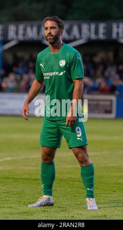 Matlock, Derbyshire, England, 4. Juli 2023. Chesterfield New Signing will Grigg, während des Matlock Town Football Club V Chesterfield Football Club im Proctor Cars Stadium, Pre-Season Friendly (Kreditbild: ©Cody Froggatt/Alamy Live News) Stockfoto