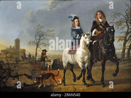 Lady und Gentleman auf Pferd 1655 von Aelbert Cuyp Stockfoto