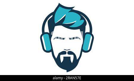Vektorlogo des Kopfhörers. Weißer Hintergrund Stock Vektor