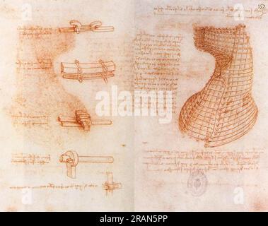 Doppeltes Manuskript auf dem Sforza-Denkmal (Gussform von Kopf und Hals) c.1493; Mailand, Italien von Leonardo da Vinci Stockfoto