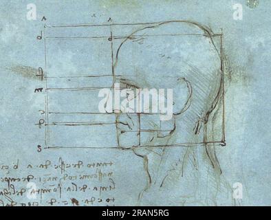 Die Proportionen des Kopfes c.1490; Mailand, Italien, von Leonardo da Vinci Stockfoto