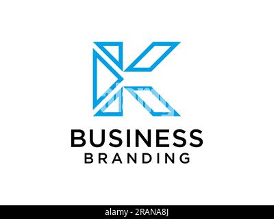 Abstraktes ursprüngliches Logo mit Buchstabe K. Origami-Stil der Form des geometrischen Pfeils auf weißem Hintergrund isoliert. Verwendbar für Unternehmens- und Branding-Logos. Flacher Vektor Stock Vektor