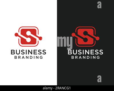 Abstraktes erstes Buchstabe-S-Logo. S Symbol verknüpft mit Radiallinie außerhalb isoliert auf doppeltem Hintergrund. Verwendbar für Unternehmens- und Technologielogos. Flach V Stock Vektor