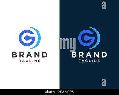 Abstraktes ursprüngliches Buchstabe-G-Logo. Blaue geometrische Form auf doppeltem Hintergrund isoliert. Verwendbar für Unternehmens- und Branding-Logos. Design-Te Mit Flat-Vector-Logo Stock Vektor