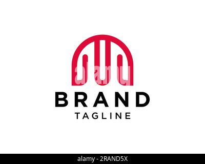 Abstraktes Logo mit dem ersten Buchstaben M. Rote geometrische Linienart isoliert auf weißem Hintergrund. Verwendbar für Unternehmens- und Branding-Logos. Flaches Vektordesign Stock Vektor
