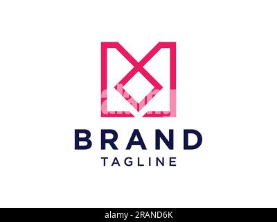 Abstraktes Logo mit dem ersten Buchstaben M. Rote geometrische Linienart isoliert auf weißem Hintergrund. Verwendbar für Unternehmens- und Branding-Logos. Flaches Vektordesign Stock Vektor