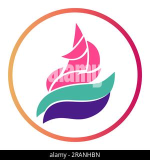 Abstraktes Logo des Schiffes. Vektordarstellung mit Yacht Stock Vektor
