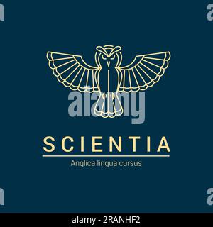 Logo mit einer Eule. Vektordarstellung mit einem Vogel Stock Vektor