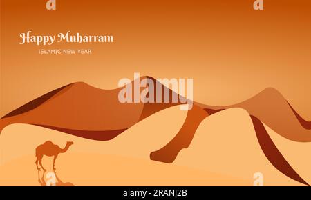Hintergrund des islamischen Designfestivals. Happy muharram oder islamische Neujahrskunst zur Begrüßung. Frohes Hijri-Jahr. Geeignet für Tapeten Stock Vektor