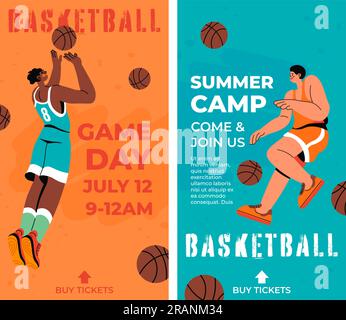 Sommerlager, Basketballtag, Flyer oder Banner Stock Vektor