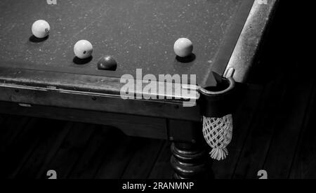 Billard spielen. Billardkugeln auf dem Tisch. Stockfoto