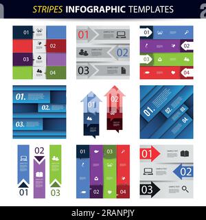 Farbenfrohe Infografik-Vorlagen – Banner, Diagramme, Pfeile Stock Vektor