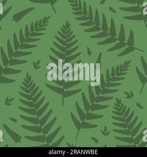 Nahtloses Muster mit grünen Waldfarnblättern - Vektordarstellung Stock Vektor