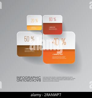 Infografik-Design – Runde Quadrate mit Prozentwerten Stock Vektor