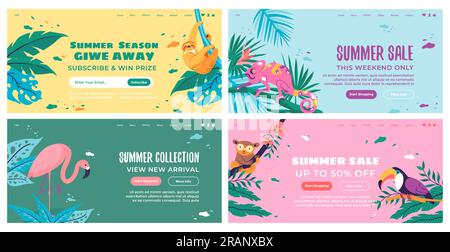 Webbanner-Design-Set mit Sommerangebot Stock Vektor
