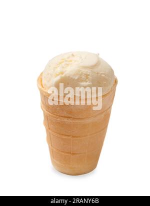 Eiscreme in einer Waffelbecher auf weißem Hintergrund isoliert Stockfoto