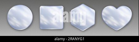 Realistische Spiegel, moderne Spiegel in verschiedenen Formen. Stock Vektor