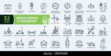 Ökologisches Nachfolgesymbol Paket. Symbole für dünne Linien festgelegt. Einfache Vektorsymbole Stock Vektor