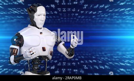 Robotik und KI für die Zukunft. 3D-Rendering. Stockfoto